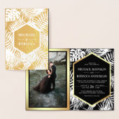 Black and Gold Foil Tropical Palm Wedite Folienkarte (Anzeige)