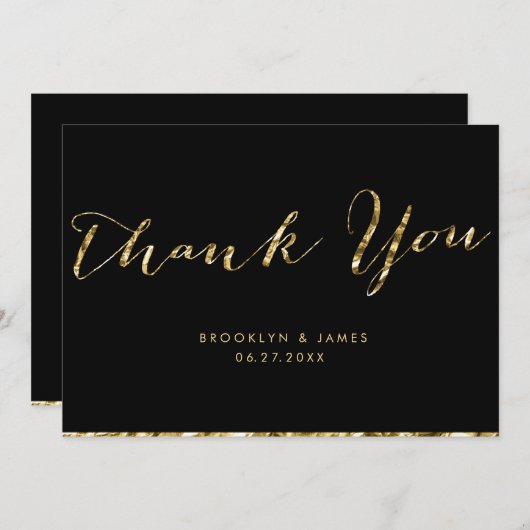 Black and Gold Foil Wedding Vielen Dank Karten (Vorne/Hinten)