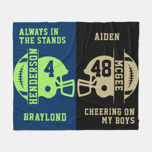 Black and Gold Football Game Day Fleecedecke (Vorderseite (Horizontal))