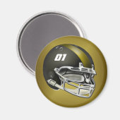 Black and Gold Football Helm Magnet (Vorderseite/Rückseite)