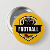 Black and Gold Football Mama Custom Jersey Number Button (Vorne & Hinten)