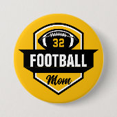 Black and Gold Football Mama Custom Jersey Number Button (Vorderseite)