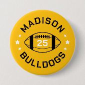 Black and Gold Football Player Jersey Nummer Button (Vorderseite)