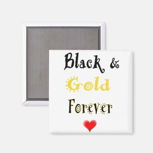 Black and Gold Forever Heart Magnet (Vorderseite/Rückseite)