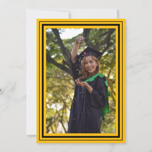Black and Gold Foto Graduation Party Einladung (Rückseite)