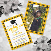 Black and Gold Foto Graduation Party Einladung