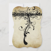 Black and Gold Funky Elegant Swirls Wedding Invite Einladung (Rückseite)