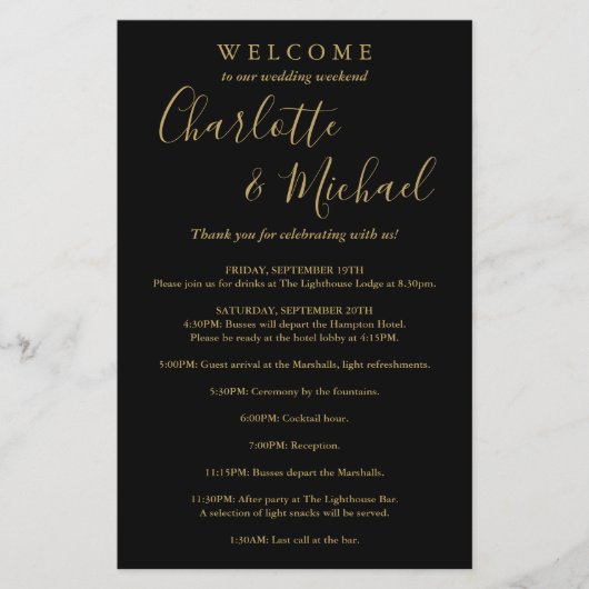 Black and Gold Gästebuchprogramm (Vorderseite)