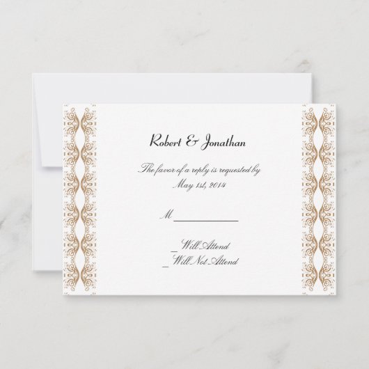 Black and Gold Gay Wedding Response Card RSVP Karte (Vorderseite)