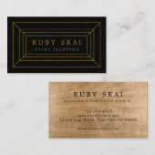 Black and Gold Gemstone Chic Business Card Visitenkarte (Vorne/Hinten)