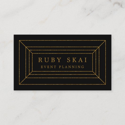 Black and Gold Gemstone Chic Business Card Visitenkarte (Vorderseite)