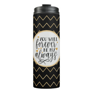 Black and Gold Gemustert Quote Tumbler Thermosbecher