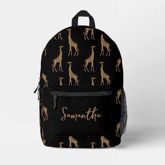 Black and Gold Giraffe Safari Bedruckter Rucksack (Vorderseite)