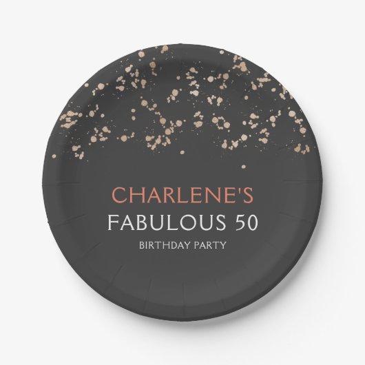 Black and Gold Girly Fabulous 50 Geburtstag Pappteller (Vorderseite)