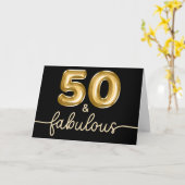 Black and Gold Glam 50 and Fabulous Karte (Gelbe Blume)