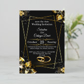 Black and Gold Glam Luxury Wedding Invitation  Folieneinladung (Stehend vorne)