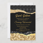Black and Gold Glam Tränen 16 . Geburtstag Einladung (Vorderseite)