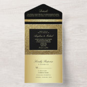 Black and Gold Glam Wedding All In One Einladung (Innen Boden)