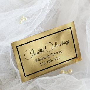 Black and Gold Glam Wedding Planner Business Card Visitenkarte