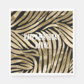 Black and Gold Glam Zebra Birthday Serviette (Vorderseite)