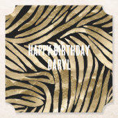 Black and Gold Glam Zebra Birthday Untersetzer (Vorderseite)