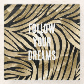 Black and Gold Glam Zebra Glasuntersetzer (Vorderseite)