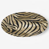 Black and Gold Glam Zebra Pappteller (Schrägansicht)