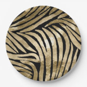Black and Gold Glam Zebra Pappteller (Vorderseite)