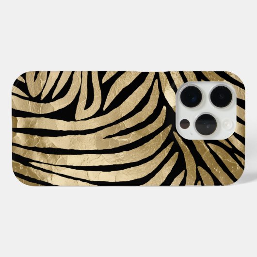 Black and Gold Glam Zebra Print Case-Mate iPhone Hülle (Rückseite (Horizontal))