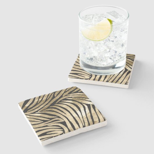 Black and Gold Glam Zebra Print Steinuntersetzer (Seitenansicht)