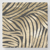 Black and Gold Glam Zebra Print Steinuntersetzer (Vorderseite)