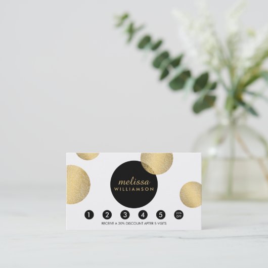 Black and Gold Glamour Loyalty Card Treuekarte (Stehend Vorderseite)