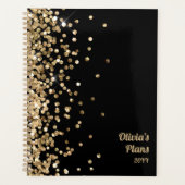 Black and Gold Glitter Custom Planer | Name Year (Vorderseite)