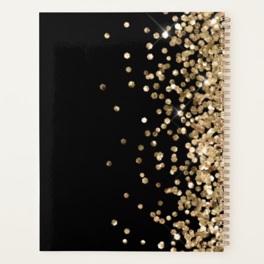 Black and Gold Glitter Custom Planer | Name Year (Rückseite)