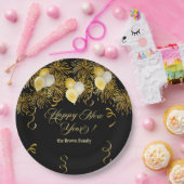 Black and Gold Glitter New Year's Eve Party Pappteller (Party)