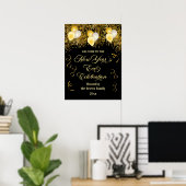 Black and Gold Glitter New Year's Eve Party Poster (Heimbüro)