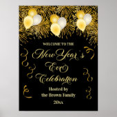Black and Gold Glitter New Year's Eve Party  Poster (Vorne)