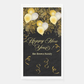Black and Gold Glitter New Year's Eve Party Serviette (Vorderseite)