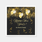 Black and Gold Glitter New Year's Eve Party  Serviette (Vorderseite)