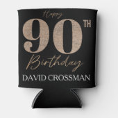 Black and Gold Glitter Numeral 90th Birthday Dosenkühler (Vorderseite)