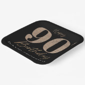 Black and Gold Glitter Numeral 90th Birthday Pappteller (Gewinkelt)