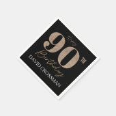 Black and Gold Glitter Numeral 90th Birthday  Serviette (Ecke)