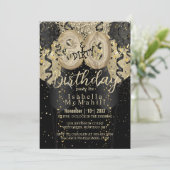 Black and Gold Glitzer & 30 Dirty Birthday Einladung (Stehend Vorderseite)