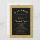 Black and Gold Glitzer 50 und fabelhafter Geburtst (Vorderseite)