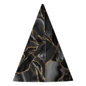 Black and Gold Glitzer Agate Abstrakt Partyhütchen (Rückseite)