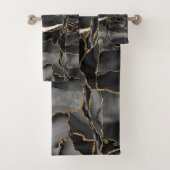 Black and Gold Glitzer Agate Badhandtuch Set (Insitu)
