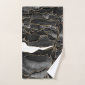 Black and Gold Glitzer Agate Badhandtuch Set (Handtuch)