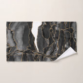 Black and Gold Glitzer Agate Badhandtuch Set (Handtuch)