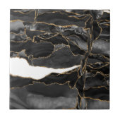 Black and Gold Glitzer Agate Fliese (Vorderseite)