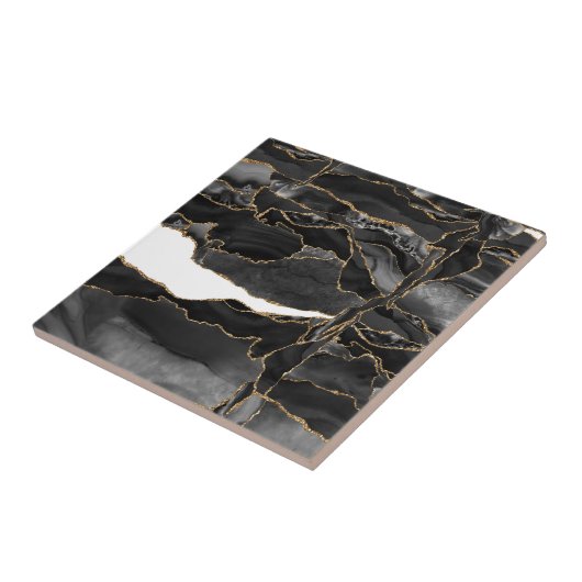 Black and Gold Glitzer Agate Fliese (Seite)